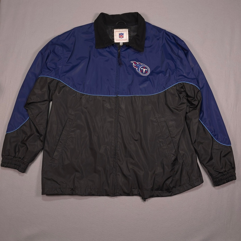 NFL Tennessee Titans Windbreaker Jacket XL Navy Black Full Zip Embroidered Logo